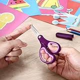 JARVISTAR 3 Stück Linkshänder Rechtshänder Kinderschere, Kinder Sicherheit Schere Bastelscheren Set Schulschere Papierschere Gerundete Klingen Kleinkindschere Klein Schere DIY 13 CM(Rot/Grün/Lila) - 5