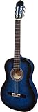 4/4 LINKSHAND GITARRE - KONZERTGITARRE SET FÜR LINKSHÄNDER - CLASSIC - BLAU-SCHATTIERT - DECKE LINDENHOLZ - TASCHE - BAND - SAITEN - 3xPIK - STIMMGERÄT ET33B - C23L - 2
