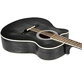 Winzz Linkshänder Gitarre Akustik, Westerngitarre Schwarz 40 Zoll, Gitarre Anfänger Set mit Gitarre Tonabnehmer, Gitarrenständer, Gitarren Plektrum, Gitarrengurt, Gitarrenstimmgerät, Gitarrentasche - 3