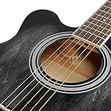 Winzz Linkshänder Gitarre Akustik, Westerngitarre Schwarz 40 Zoll, Gitarre Anfänger Set mit Gitarre Tonabnehmer, Gitarrenständer, Gitarren Plektrum, Gitarrengurt, Gitarrenstimmgerät, Gitarrentasche - 4
