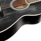 Winzz Linkshänder Gitarre Akustik, Westerngitarre Schwarz 40 Zoll, Gitarre Anfänger Set mit Gitarre Tonabnehmer, Gitarrenständer, Gitarren Plektrum, Gitarrengurt, Gitarrenstimmgerät, Gitarrentasche - 6