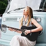 Vangoa Linkshänder Westerngitarre 4/4 Akustik Gitarre 41 Zoll Cutaway Folk Gitarren Einsteigerset mit Anfänger Kits, Schwarz - 6