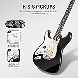 Donner Linkshänder E-Gitarre Set Anfänger Full-Size Schwarz 39 Zoll Lefty Starter Paket mit allem Zubehör Verstärker Kapodaster Gurt Saite Stimmgerät Kabel und Plektren DST-100BL - 4