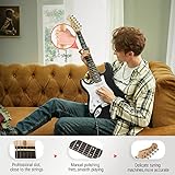 Donner Linkshänder E-Gitarre Set Anfänger Full-Size Schwarz 39 Zoll Lefty Starter Paket mit allem Zubehör Verstärker Kapodaster Gurt Saite Stimmgerät Kabel und Plektren DST-100BL - 5