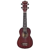 CASCHA Mahagoni Rot Sopran Linkshänder Ukulele Erwachsene & Kinder - inkl. 3 Plektren & gepolsterte Tasche - Mahagoniholz-Ukulele für Anfänger & Fortgeschrittene - Aquila Nylon-Saiten - 2