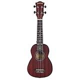 CASCHA Mahagoni Rot Sopran Linkshänder Ukulele Erwachsene & Kinder - inkl. 3 Plektren & gepolsterte Tasche - Mahagoniholz-Ukulele für Anfänger & Fortgeschrittene - Aquila Nylon-Saiten - 2